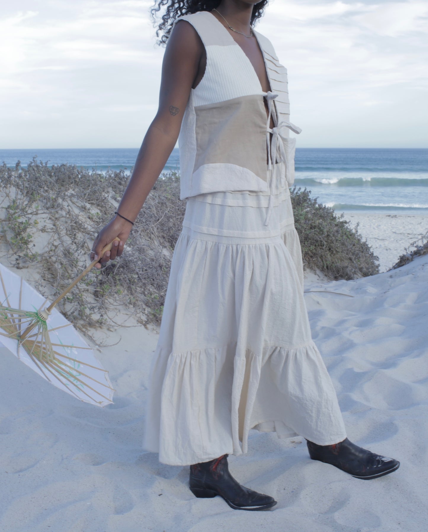 * Beige Cotton Organic Skirt