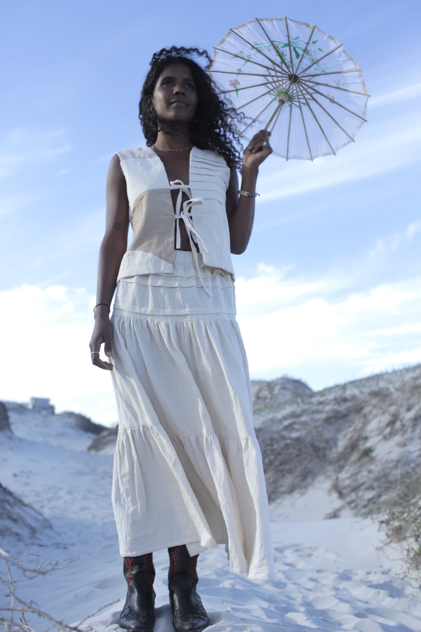 * Beige Cotton Organic Skirt
