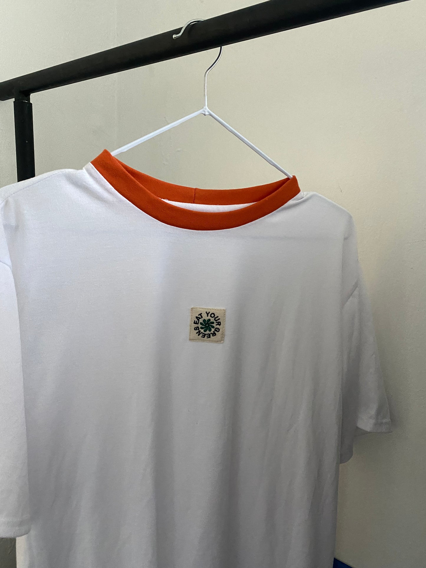 * New White Tee - Orange Rib