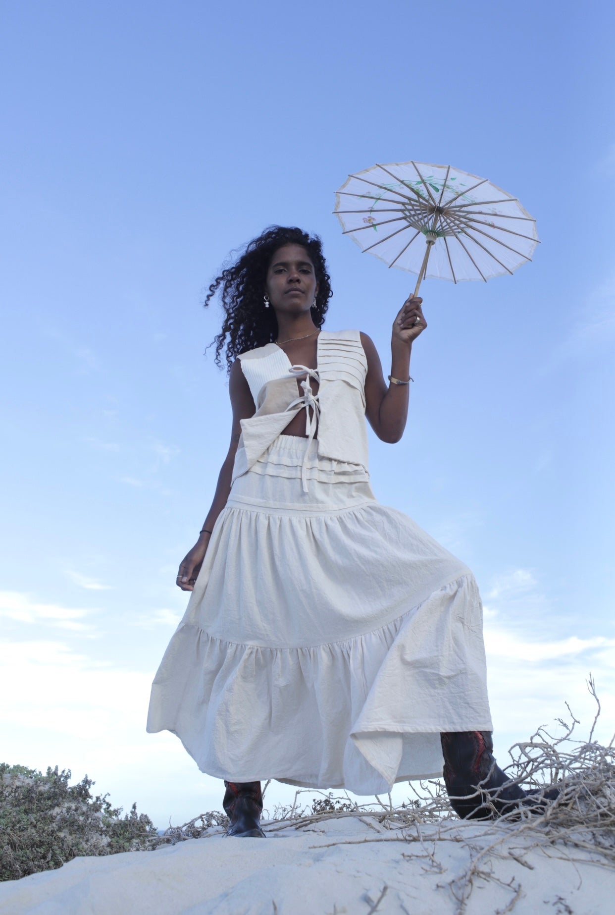 * Beige Cotton Organic Skirt
