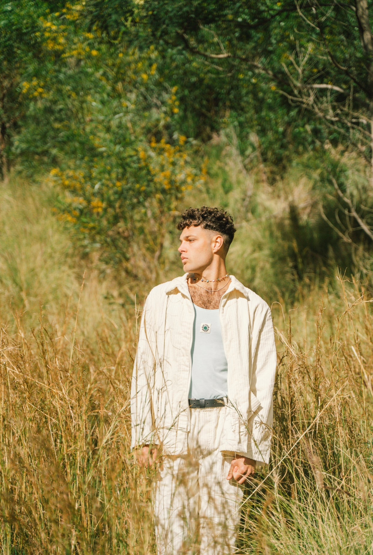 Cream Thick Cord Zip Up