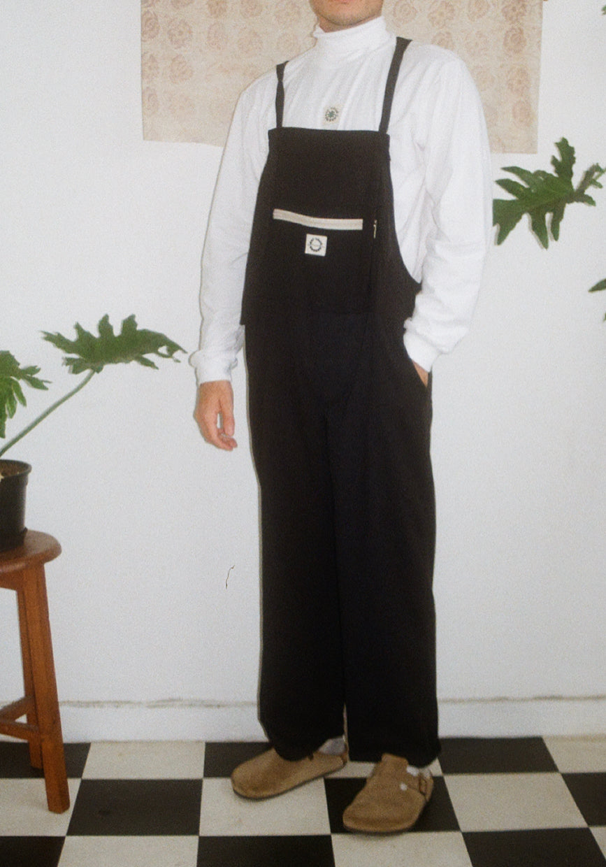 Black Linen Dungarees